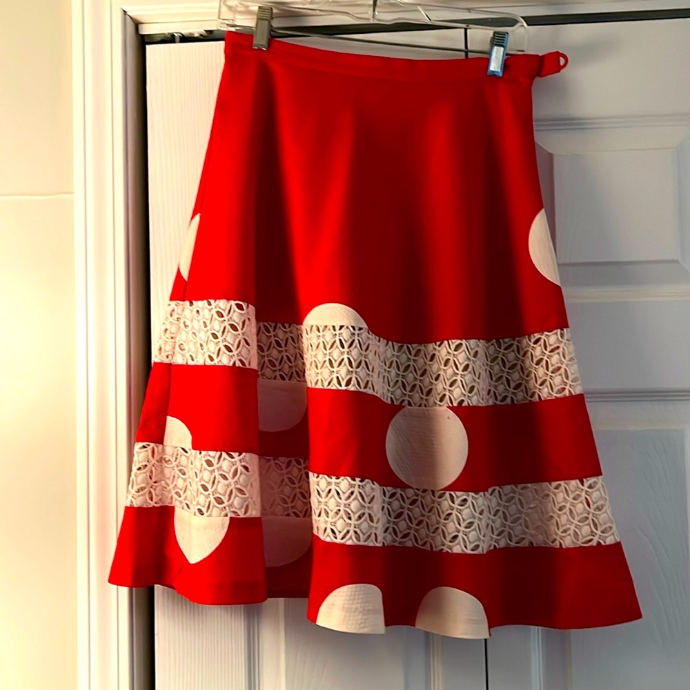 Tracy Reese for Anthropologie Red and White Circle Skirt